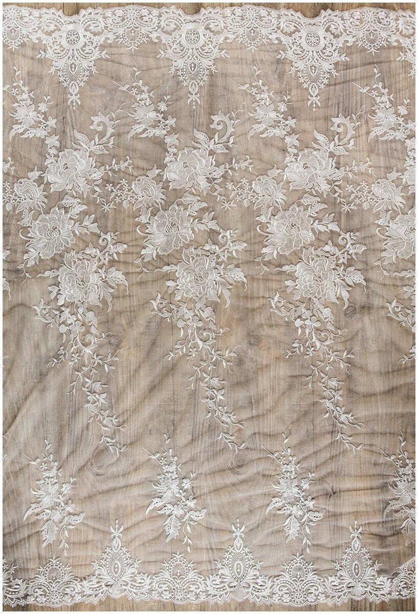 Rosenblüte BrautSpitze Stoff, sehr weicher Stickmuster Hochzeit Spitzenstoff, florales Spitzendesign, Hochzeitskleid Spitzenstoff, Schleierspitze// L17-098