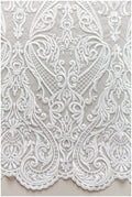 schwerer bestickter Braut-Spitzenstoff, Brautkleid-Stoff, Hochzeitskleid-Tüll, Blumenspitze, schnurgebundener Spitzenstoff// L17-180