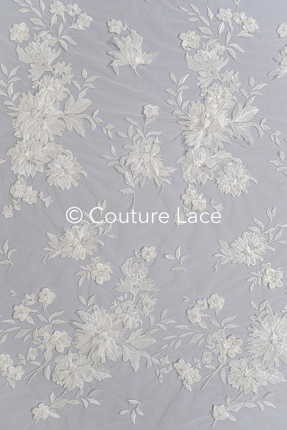 Florale 3D Blumen-Spitze für Brautkleider mit handgemachten 3D Blumen // L25-725