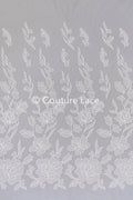 Floral embroidered bridal lace fabric, high-quality lace fabric with large floral pattern for wedding dresses // L25-835