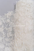 Exquisite floral lace for wedding dresses, luxury bridal lace with 3D flowers // L25-833