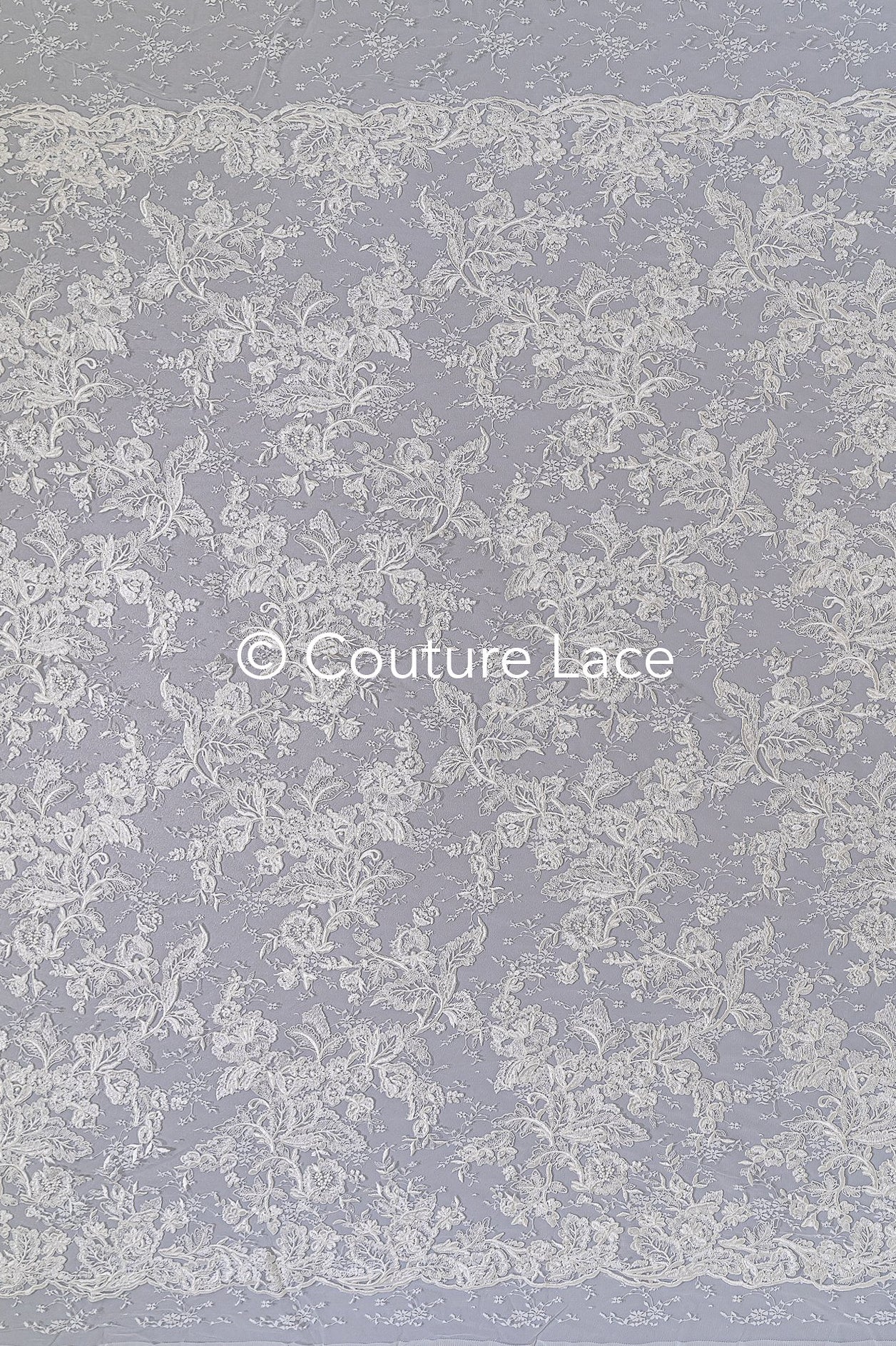Luxurious floral bridal lace embroidered on fine French lace/ High-quality bridal lace // L25-846