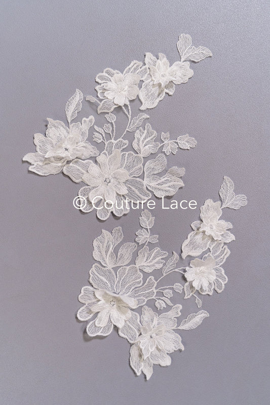 Romantic 3D flower appliqués for wedding dresses/ bridal lace flowers // A25-478