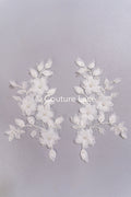 3D flower pearl appliqués for wedding dresses/ bridal lace pearl motifs // A25-481