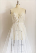 Fine sequin lace/ sequin tulle fabric for wedding dresses/ off-white lace with sequins// L17-076P