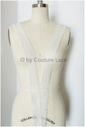 Lace trim/ Boho lace trim off-white/ Bridal veil lace trim/ Bridal lace/ Lace embroidery// T19-071