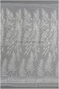Feine Brautspitze bestickt mit Perlen – florale Brautstoff-Stickerei für Brautkleider, Taufkleider und mehr // L25-326N