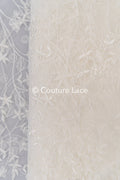 Soft embroidered bridal lace fabric with sequins and floral pattern// L25-003S