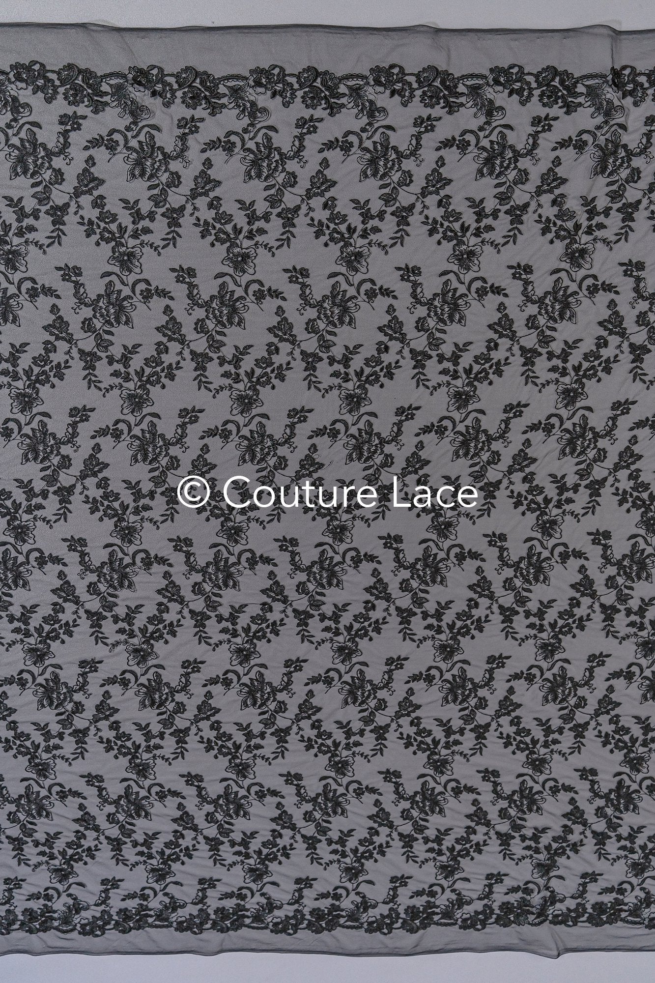 Abendkleid Spitze Stoff/ schwarze Spitze/ florale Abendkleider Spitze/ schwarze Couture Spitze// L25-007BLK