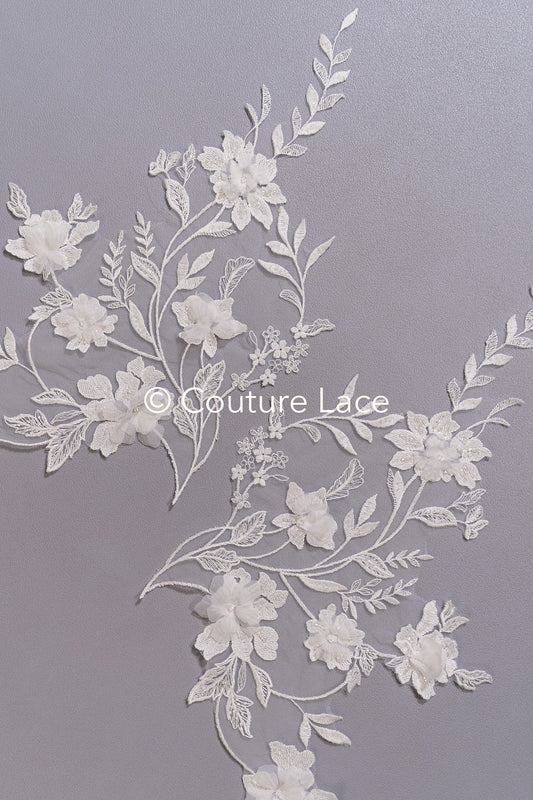 3D flower appliqués for wedding dresses/ wedding dress lace flowers // A25-475