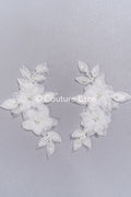 3D flower pearl appliqués for wedding dresses/ bridal lace pearl motifs // A25-482