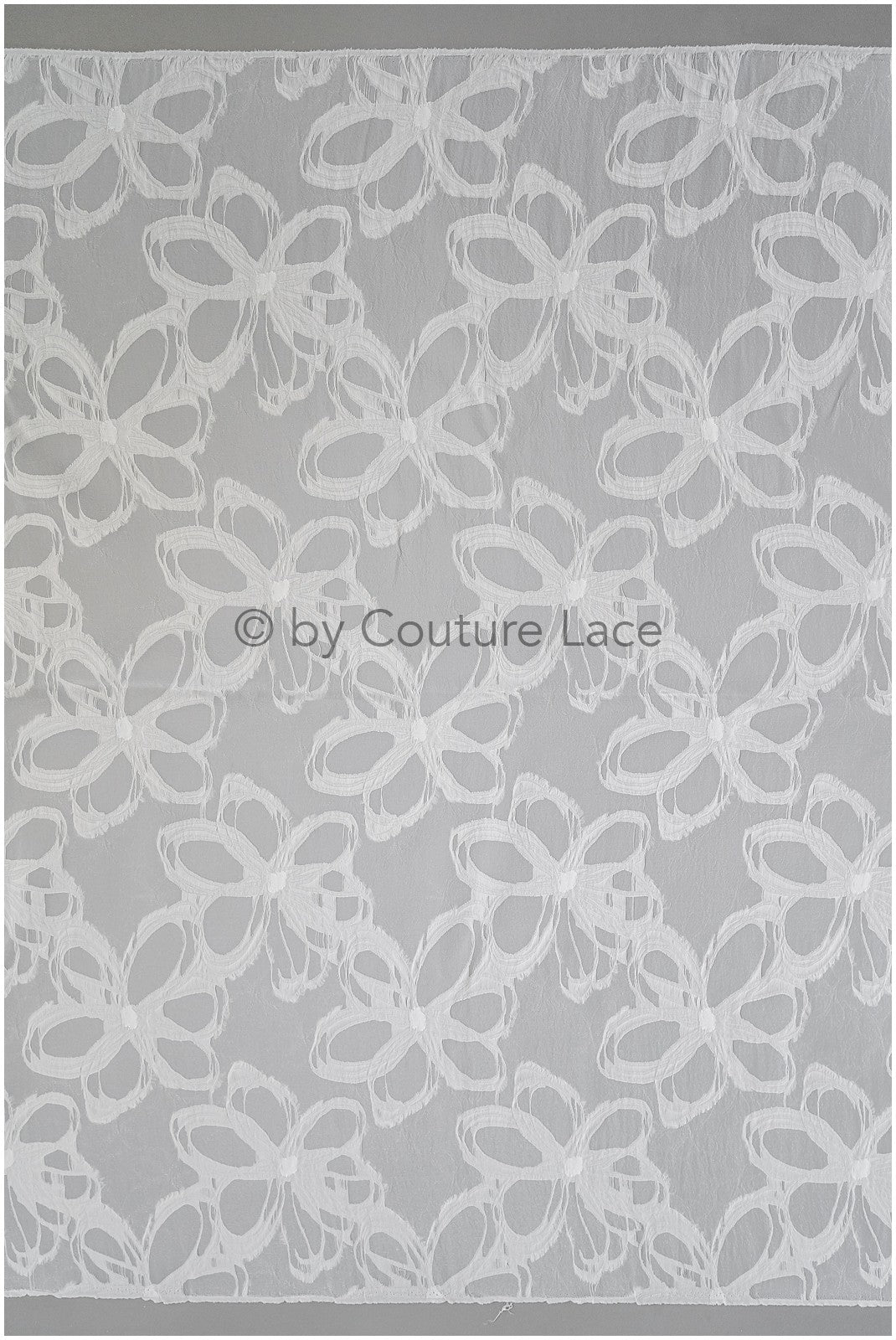Transparent Bridal Jacquard with large Floral Pattern – Off-White // R-043