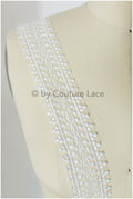 Lace trim/ Boho lace trim off-white/ Bridal veil lace trim/ Bridal lace/ Lace embroidery// T19-071