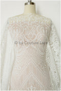 Boho-Baumwoll-Spitzenstoff für Hochzeitskleid, Stickerei-Spitzenstoff für Boho-Bräute, geometrische Baumwollspitze, Boho-Brautkleid-Spitze// L19-248