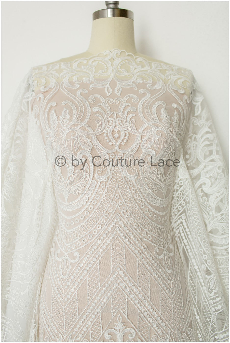 Boho-Baumwoll-Spitzenstoff für Hochzeitskleid, Stickerei-Spitzenstoff für Boho-Bräute, geometrische Baumwollspitze, Boho-Brautkleid-Spitze// L19-248