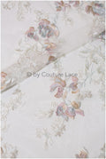 4-farbiger floraler Spitzenstoff, romantische pastellfarbene Spitze für Abendkleider, Blumenspitzenstoff in zarten Farben, bestickter Farbstoff// L19-259