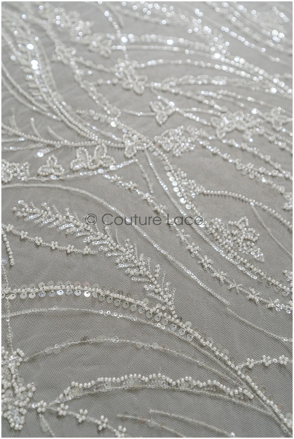 Perlen-Spitzenstoff/ Couture-Spitzenstoff/ Braut-Spitzenstoff/ Perlen-Spitze// L22-218B