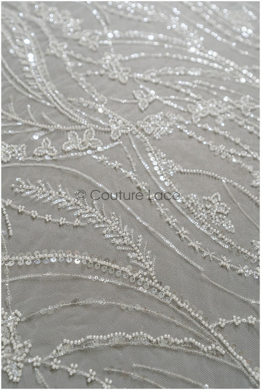 Perlen-Spitzenstoff/ Couture-Spitzenstoff/ Braut-Spitzenstoff/ Perlen-Spitze// L22-218B