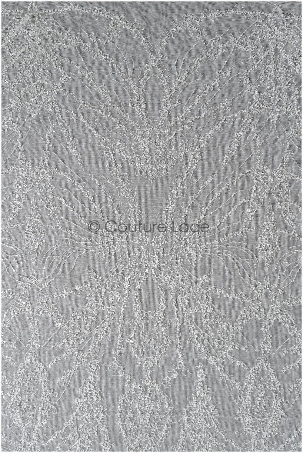 Wunderschöner Perlen-Spitzenstoff mit Linien, Couture-Spitzenstoff mit Perlen und Pailletten, Brautspitze mit Zweigen und Linien// L22-473