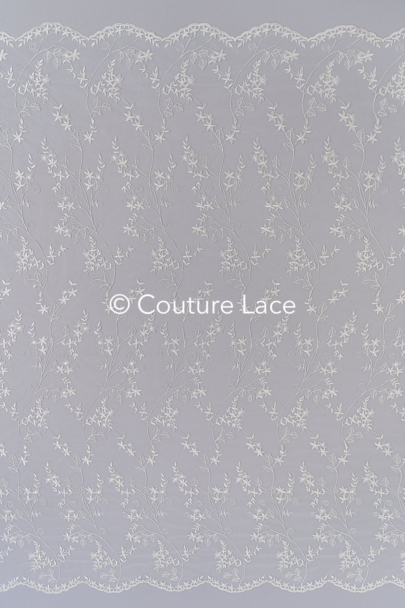 Soft embroidered bridal lace fabric with sequins and floral pattern// L25-003S