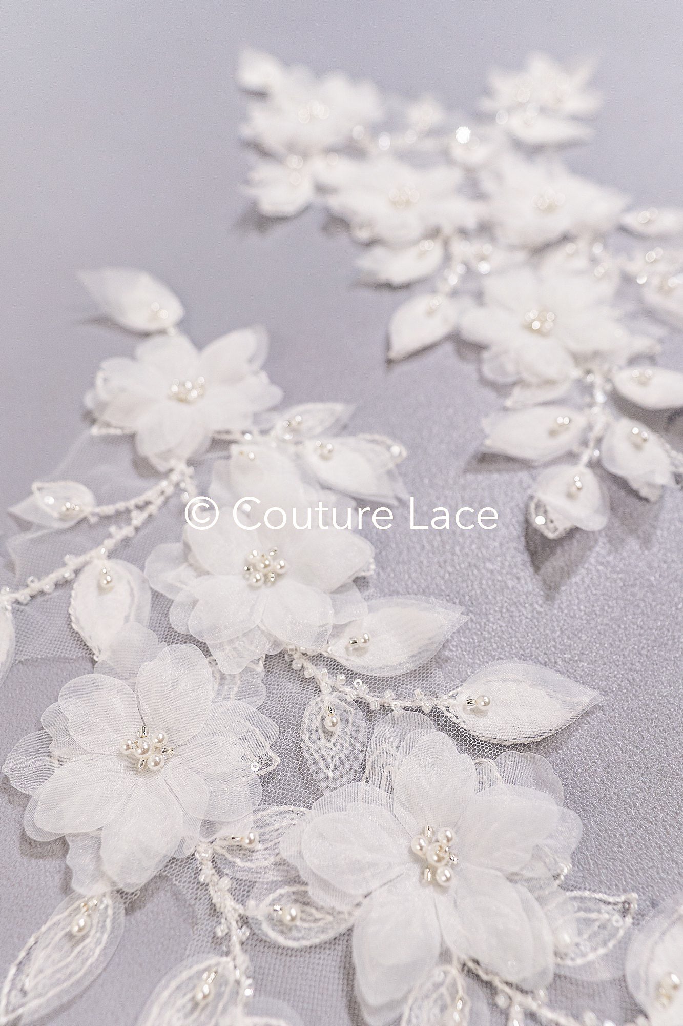 3D flower pearl appliqués for wedding dresses/ bridal lace pearl motifs // A25-481