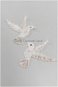 4Stk/2 Paare Hand Perlen Kristall Taube Kleid Panels, Braut Vögel Panels, Braut Schleier Vögel, Bridal Taube Patches// E-039-4STK-SET