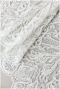 schwerer bestickter Braut-Spitzenstoff, Brautkleid-Stoff, Hochzeitskleid-Tüll, Blumenspitze, schnurgebundener Spitzenstoff// L17-180