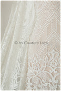 Boho-Baumwoll-Spitzenstoff für Hochzeitskleid, Stickerei-Spitzenstoff für Boho-Bräute, geometrische Baumwollspitze, Boho-Brautkleid-Spitze// L19-248