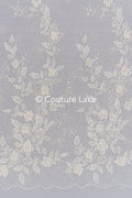 Hand-embroidered 3D flower pearl lace fabric/ couture lace fabric with pearls/ bridal lace fabric/ bridal lace// L25-638B