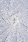 Floral bridal lace embroidered with pearls – floral bridal fabric embroidery for wedding dresses // L25-713