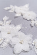 3D flower pearl appliqués for wedding dresses/ bridal lace pearl motifs // A25-482