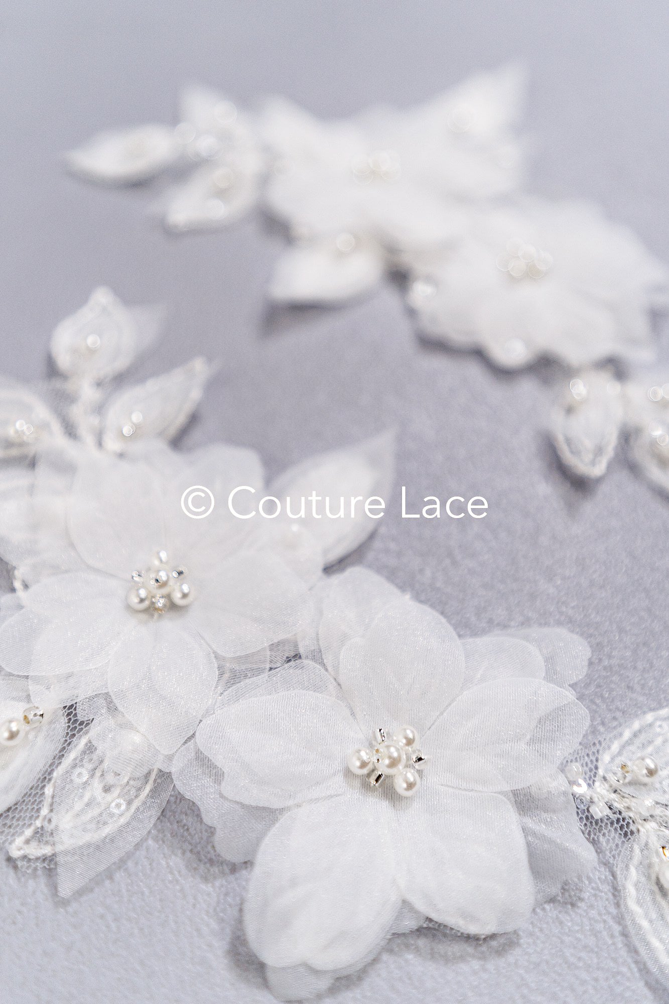 3D flower pearl appliqués for wedding dresses/ bridal lace pearl motifs // A25-482