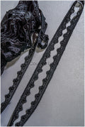 Brautspitze Borte Schwarz/ Spitzenborte schwarz/ Braut Borte/ Spitzenborte für Abendkleid// T24-156