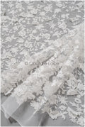 Romantische Brautspitze mit 3D Blüten, Bestickte florale Spitze mit 3D Blumen // L25-431W