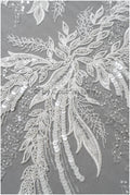Couture-Spitzenstoff mit Perlen/ floraler Spitzenstoff mit Perlen/ perlenbesetzter Blumen-Spitzenstoff/ L22-506