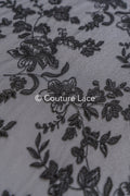 Abendkleid Spitze Stoff/ schwarze Spitze/ florale Abendkleider Spitze/ schwarze Couture Spitze// L25-007BLK