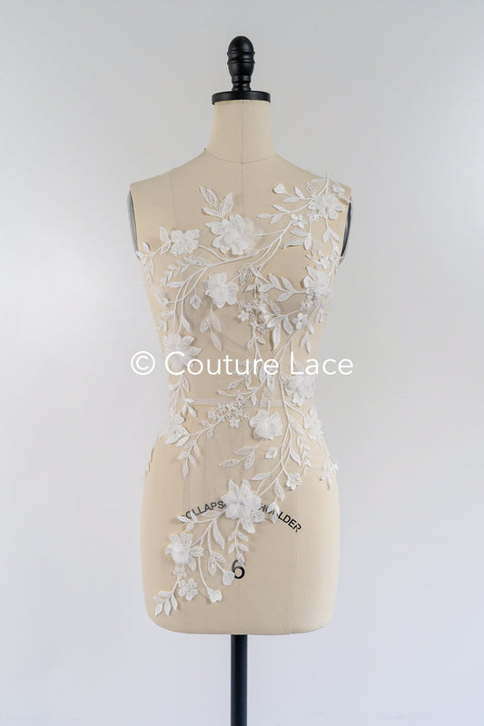 3D flower appliqués for wedding dresses/ wedding dress lace flowers // A25-474