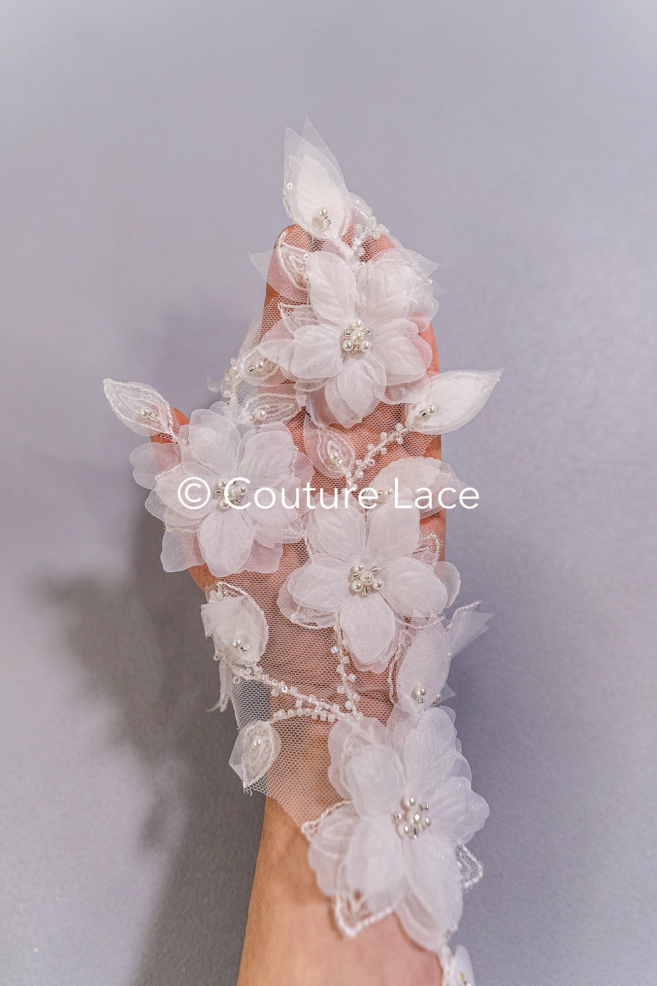 3D flower pearl appliqués for wedding dresses/ bridal lace pearl motifs // A25-481