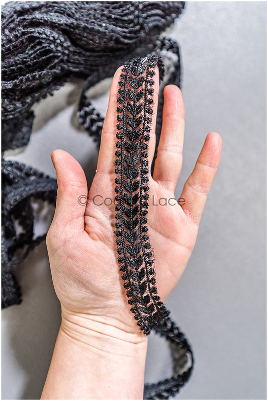 Brautspitze Borte Schwarz/ Spitzenborte/ Brautgürtel Borte/ Spitzenborte für Brautkleid// T24-154