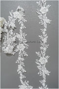 Brautspitze Borte mit Perlen & Pailletten/ Spitzenborte off-white / Braut Borte/ Spitzenborte für Brautkleid// T24-224