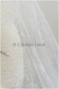 Romantic floral lace fabric for wedding dress, leaf lace, bridal couture lace fabric, floral lace with sequins// L21-406
