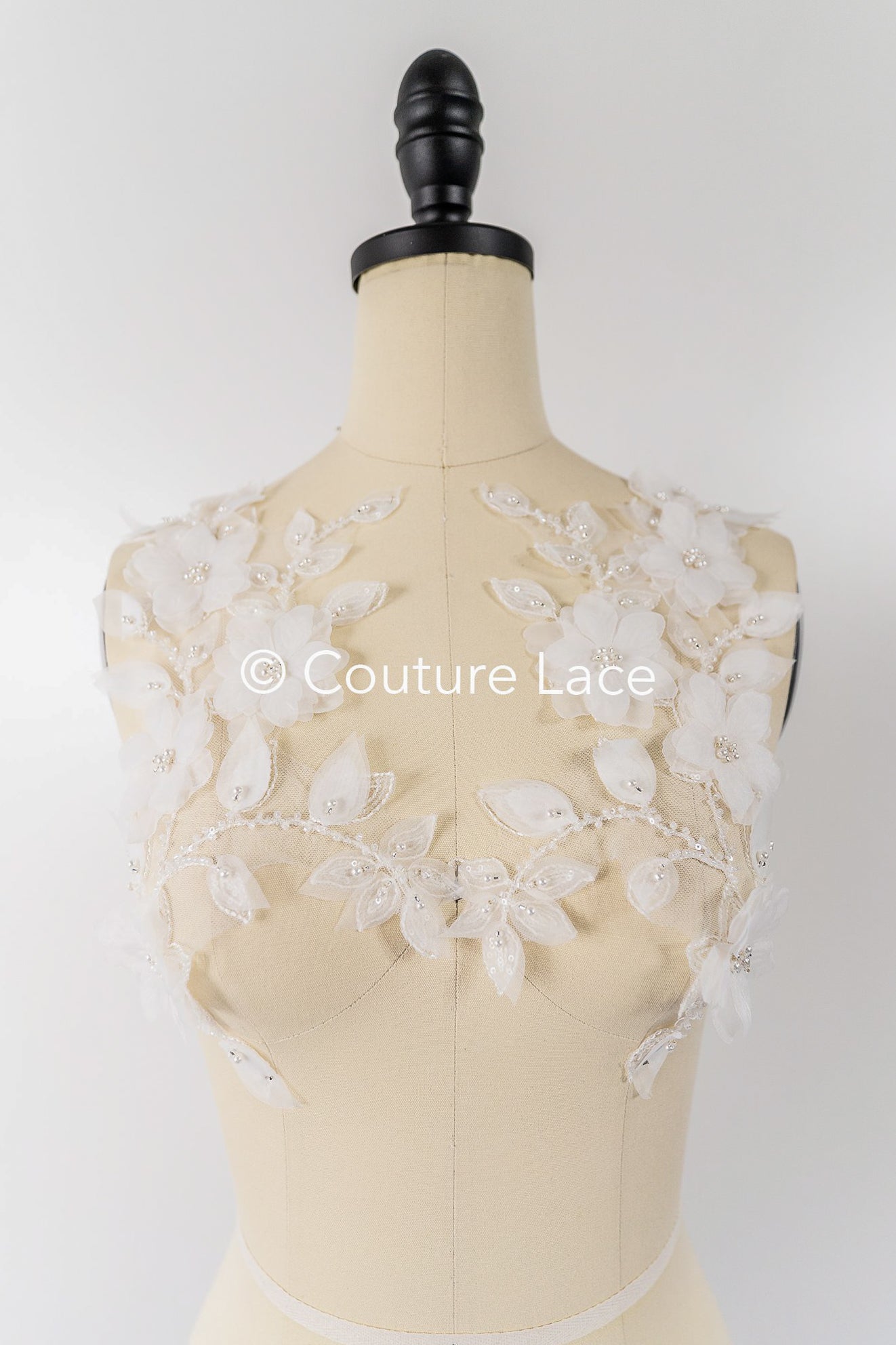 3D flower pearl appliqués for wedding dresses/ bridal lace pearl motifs // A25-481