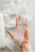Lace trim/ Boho lace trim off-white/ Bridal veil lace trim/ Bridal lace/ Lace embroidery// T19-071