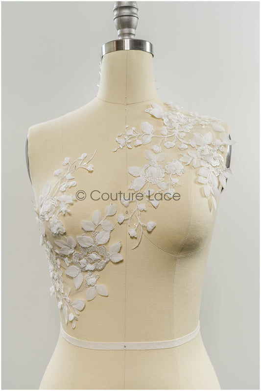 3D Blumen Spitzen Applikation, 3D Brautkleid Spitze, SpitzenBlume Applikation, Spitzen Applikation, 3D Brautkleid Spitzen Applikation, BrautSpitze Applikation, A21-240