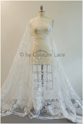 Französische Spitze für das Brautkleid, Floral gemusterte Spitze, Spitzenstoff für die Braut, Französischer Spitzenstoff für die Braut, Bestickter Chantilly-Spitzenstoff// L19-270
