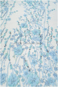 3D Blumen-Spitzenstoff blau/ Französischer Braut-Spitzenstoff/ Romantischer Blumen-Spitzenstoff mit 3D Blumen/ Hochzeitsspitzenstoff// L24-329