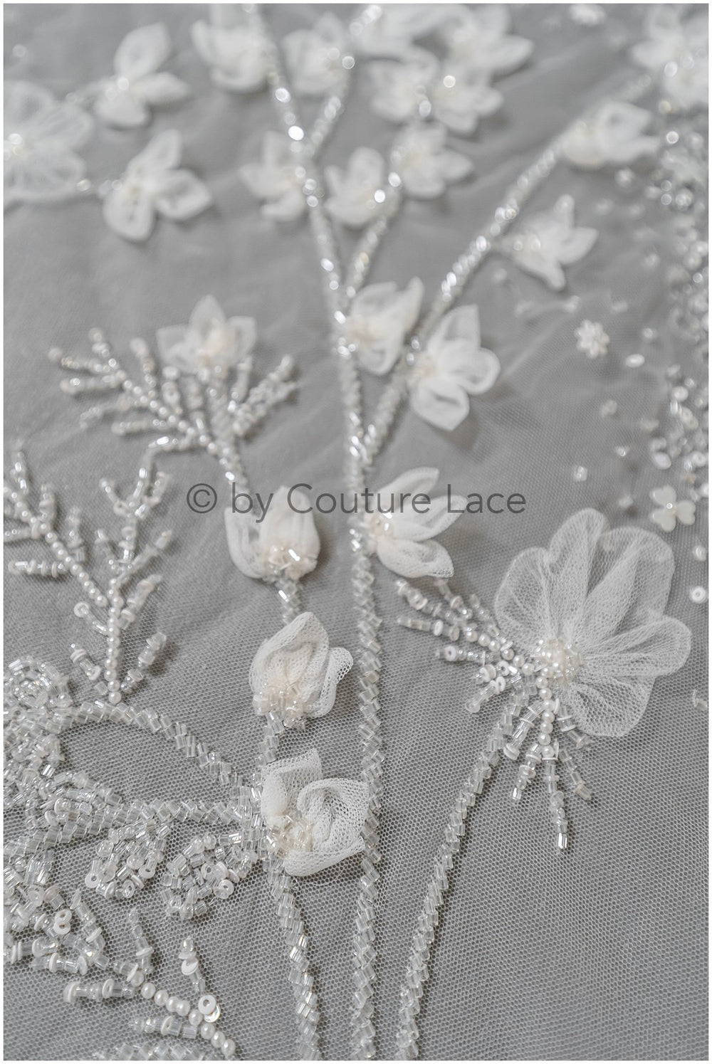 Handperlen-Brautspitze, 3D-Blumen-Spitzenstoff, luxuriöse schwere Perlen-Hochzeitskleid-Spitze, Designer-Couture-Spitze// L22-525(1E=85cm)