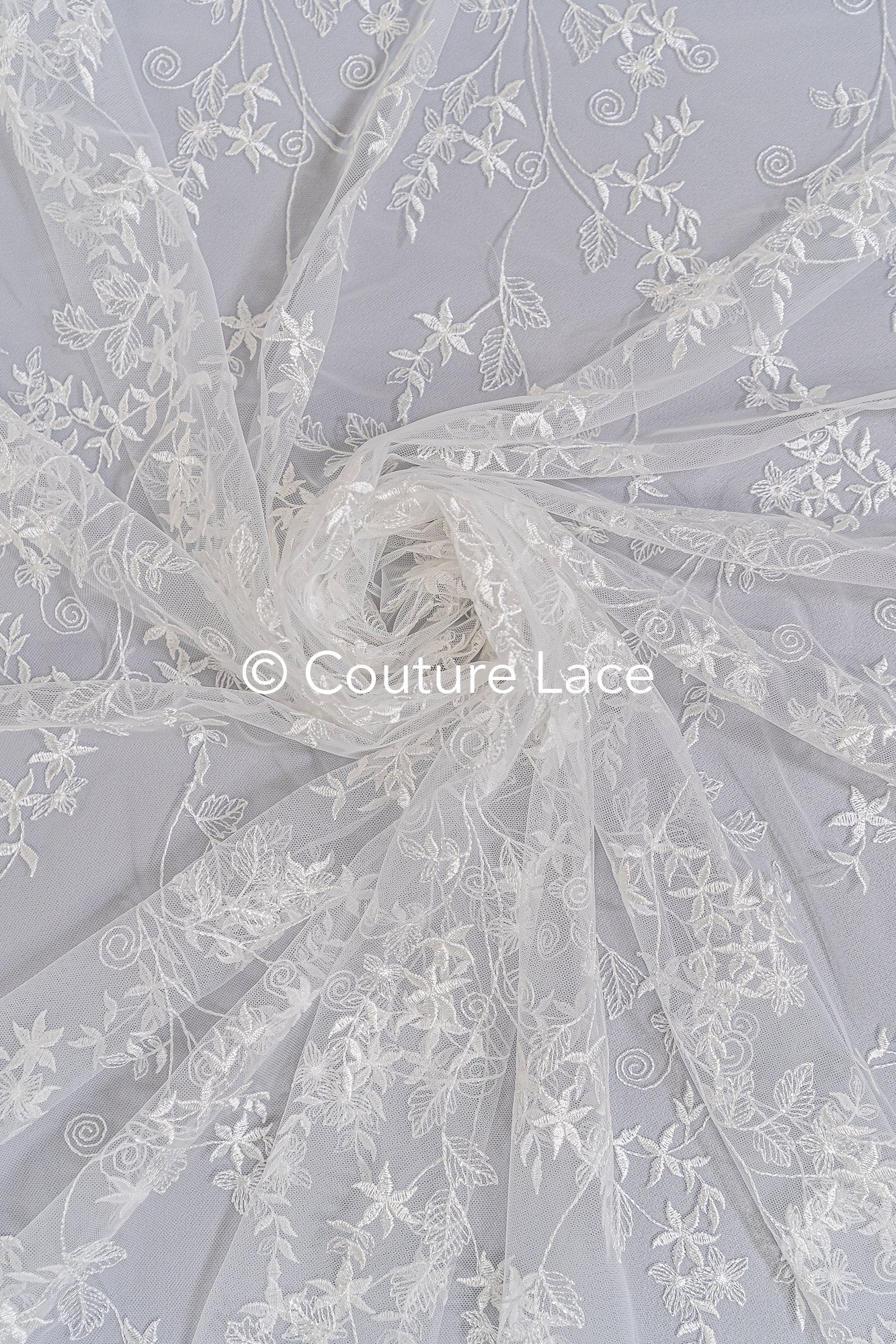 Soft embroidered bridal lace fabric with sequins and floral pattern// L25-003S