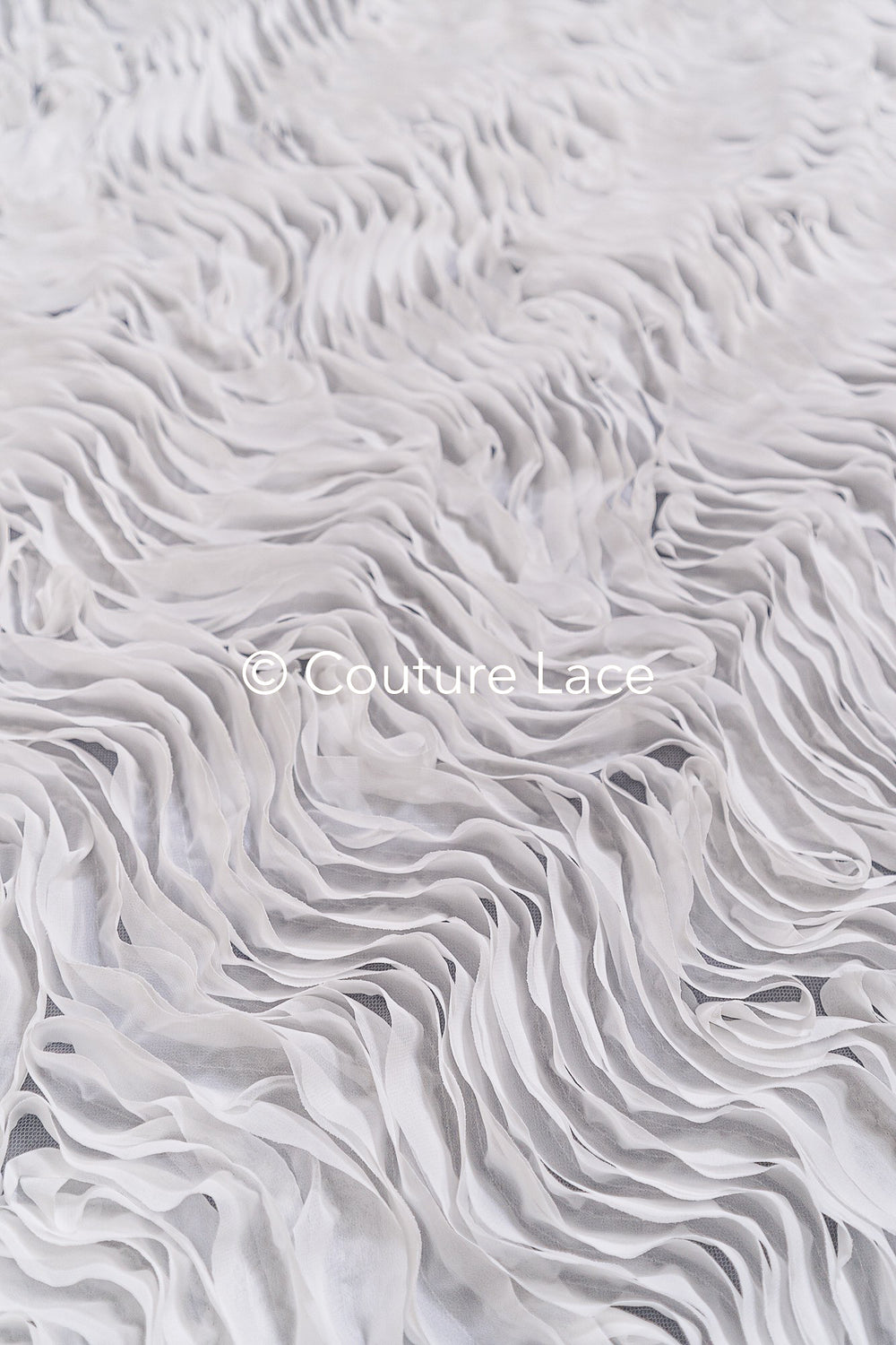 Soft flowing 3D chiffon fabric with wave pattern – Ideal for wedding dresses &amp; accessories// L25-852