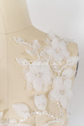 3D flower pearl appliqués for wedding dresses/ bridal lace pearl motifs // A25-481